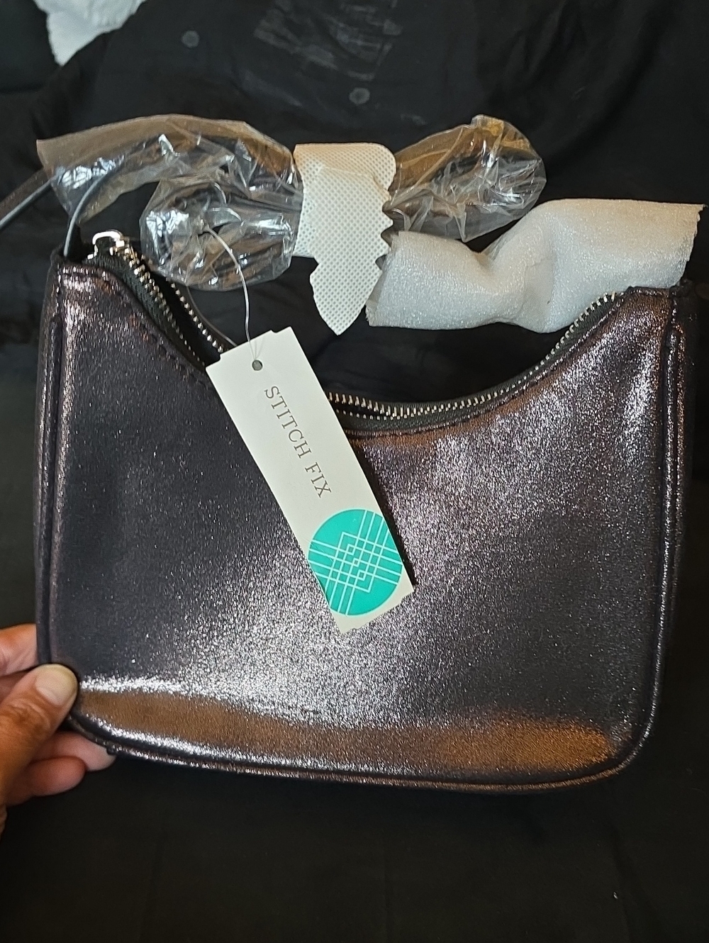 CAMPSITE Metallic Black/Silver Mini Shoulder Bag